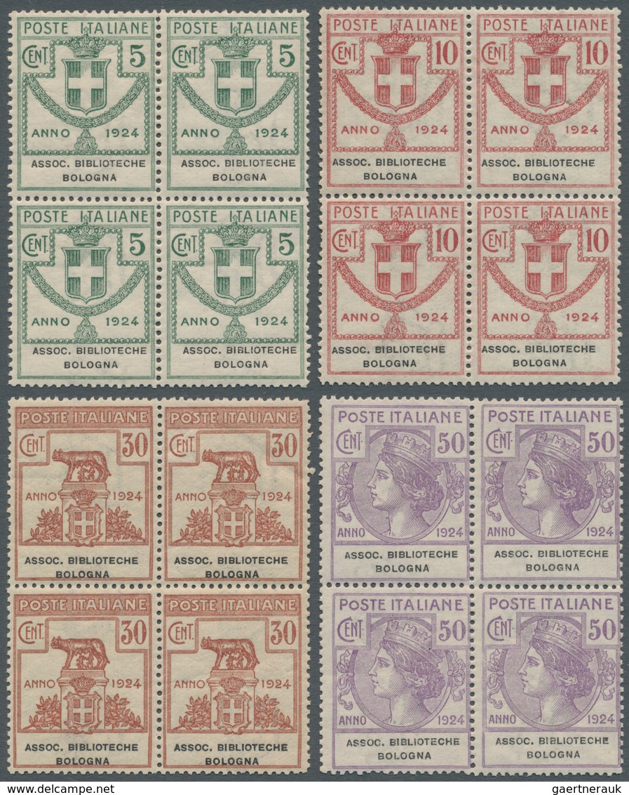 Italien - Portofreiheitsmarken: 1924, ASSOC. BIBLIOTECHE BOLOGNA Issue Complete Set Of Four Values I - Franchigia