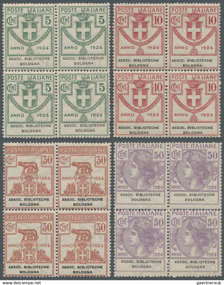 Italien - Portofreiheitsmarken: 1924, ASSOC. BIBLIOTECHE BOLOGNA Issue Complete Set Of Four Values I - Franchise
