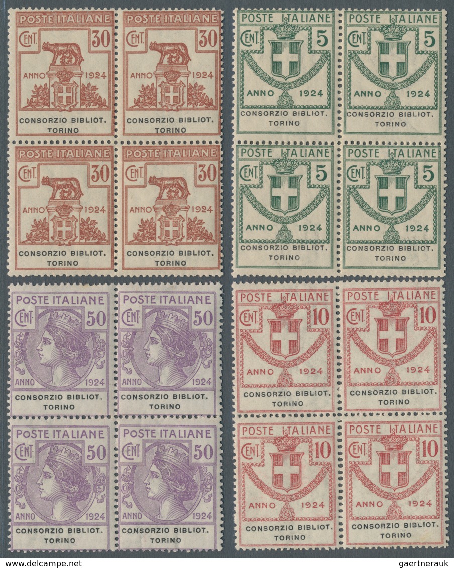 Italien - Portofreiheitsmarken: 1924, CONCORZIO BIBLIOTECHE TORINO Issue Complete Set Of Four Values - Zonder Portkosten