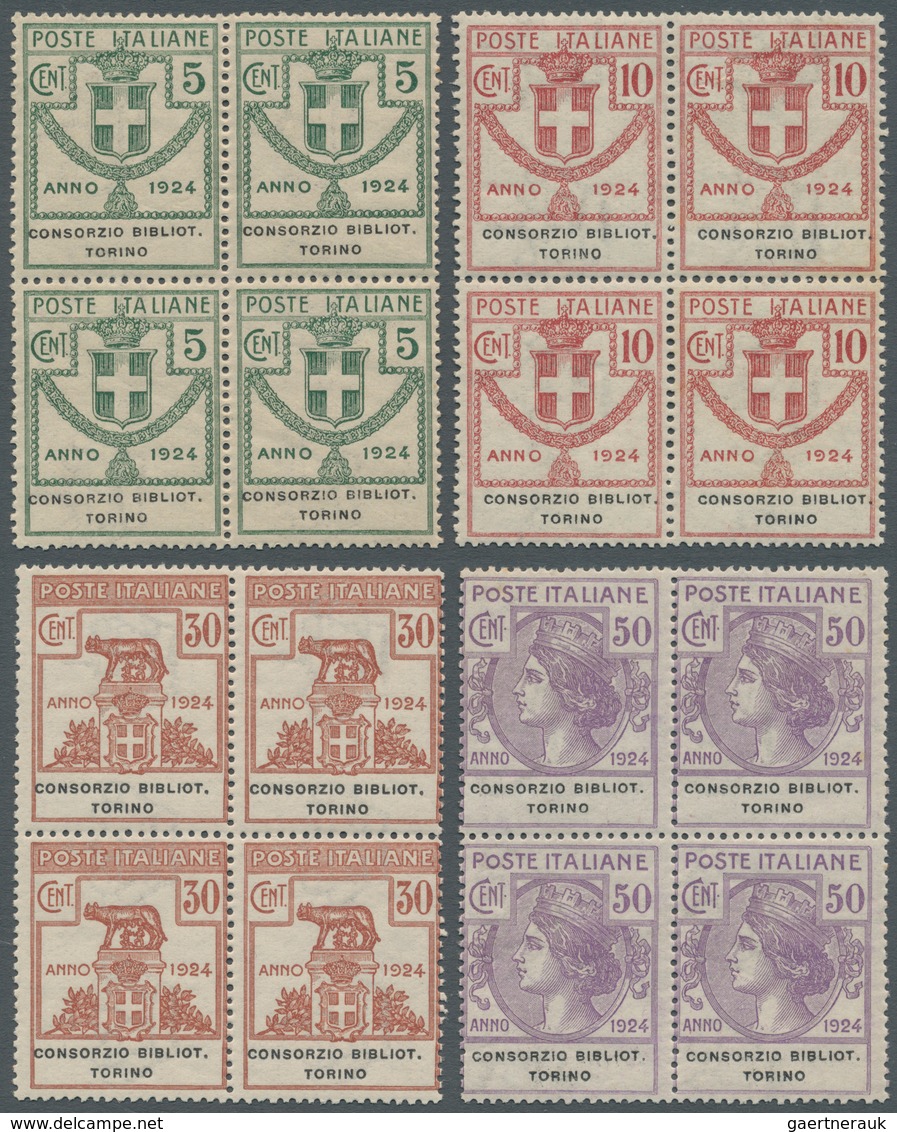 Italien - Portofreiheitsmarken: 1924, CONCORZIO BIBLIOTECHE TORINO Issue Complete Set Of Four Values - Franchigia