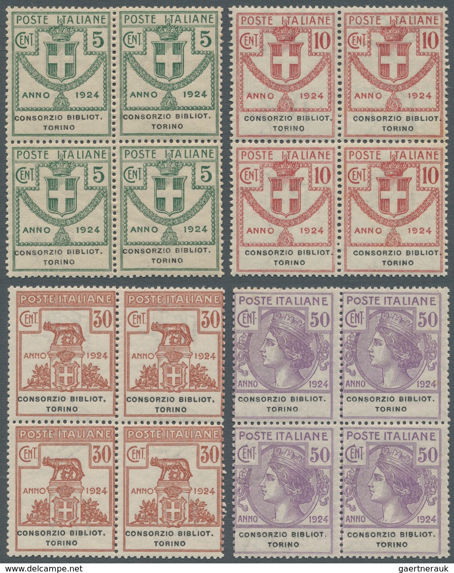 Italien - Portofreiheitsmarken: 1924, CONCORZIO BIBLIOTECHE TORINO Issue Complete Set Of Four Values - Franchise