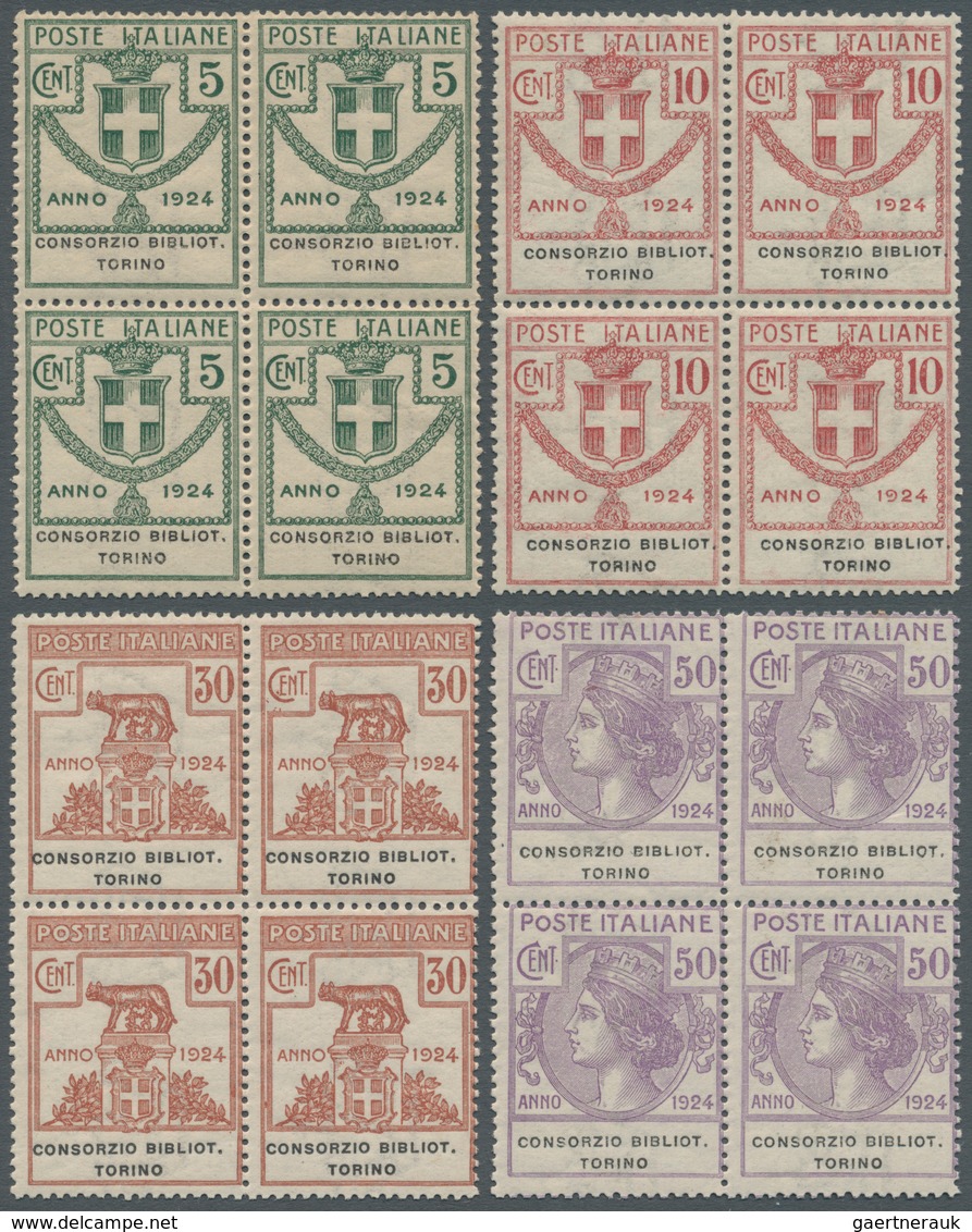 Italien - Portofreiheitsmarken: 1924, CONCORZIO BIBLIOTECHE TORINO Issue Complete Set Of Four Values - Zonder Portkosten