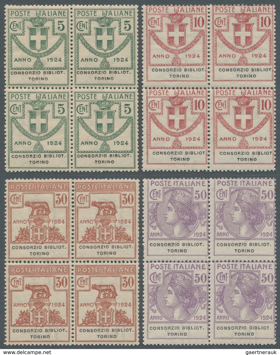 Italien - Portofreiheitsmarken: 1924, CONCORZIO BIBLIOTECHE TORINO Issue Complete Set Of Four Values - Zonder Portkosten