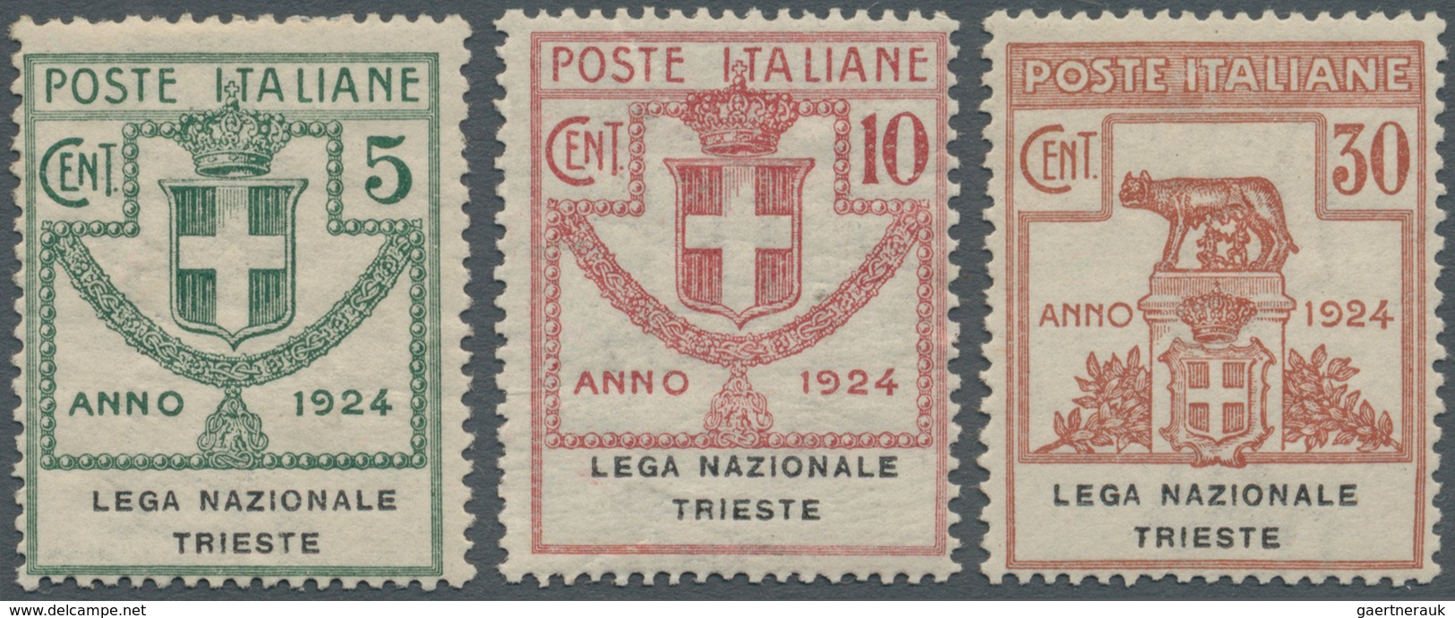 Italien - Portofreiheitsmarken: 1924, LEGA NAZIONALE TRIESTE Issue Three Values 5c. , 10c. And 30c. - Zonder Portkosten