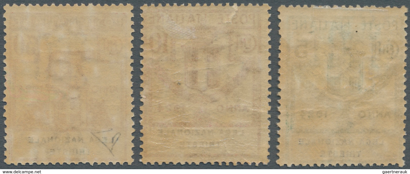 Italien - Portofreiheitsmarken: 1924, LEGA NAZIONALE TRIESTE Issue Three Values 5c. , 10c. And 30c. - Franchigia