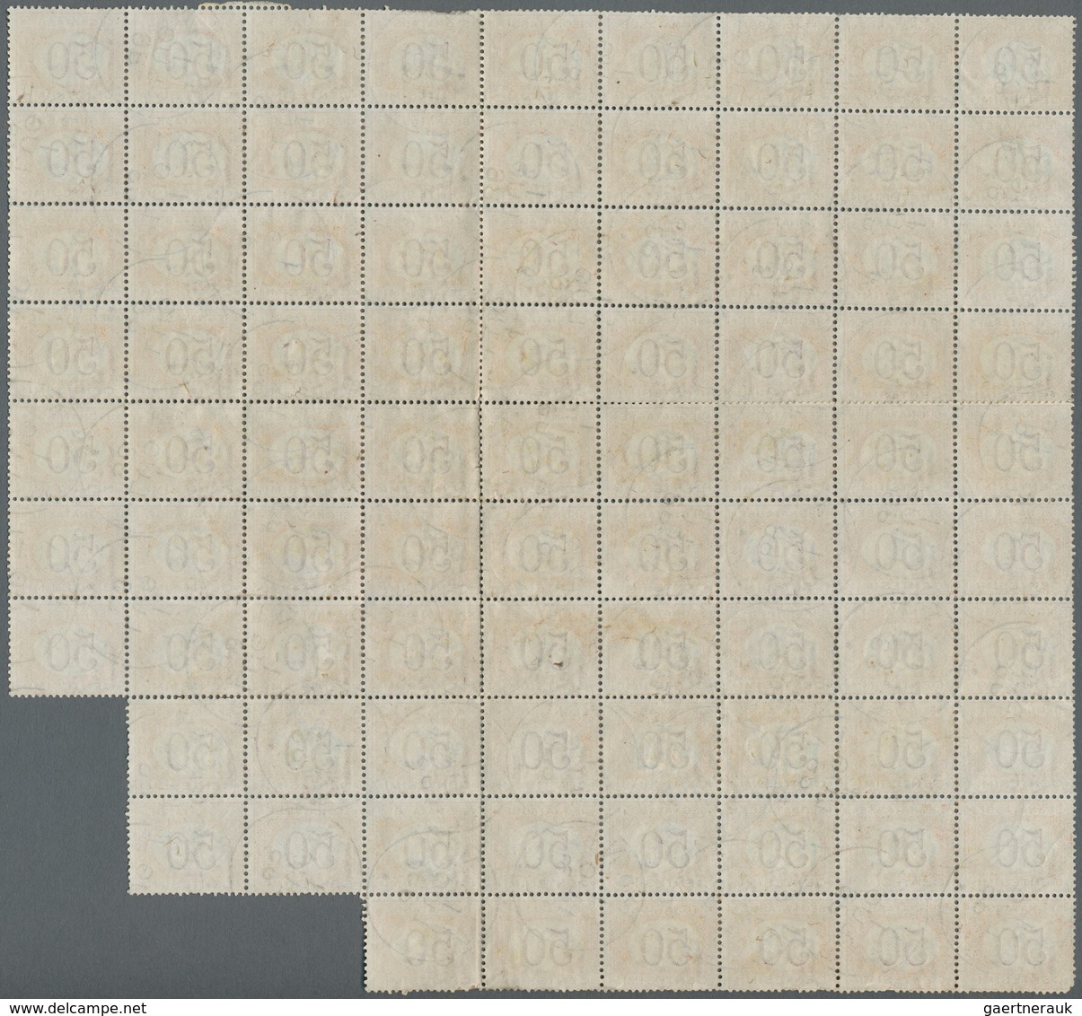 Italien - Portomarken: 1870, "50 C. Orange And Carmin", Block Of 85 Used With TRAPANI 1 LUG 86 Postm - Strafport