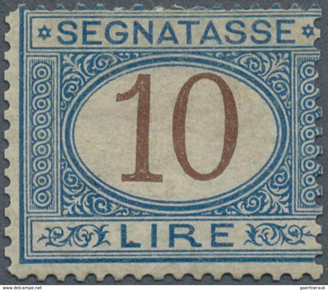 Italien - Portomarken: 1874, 10l. Blue/brown, Fresh Colour, Reperforated, Mint Original Gum With Hin - Strafport