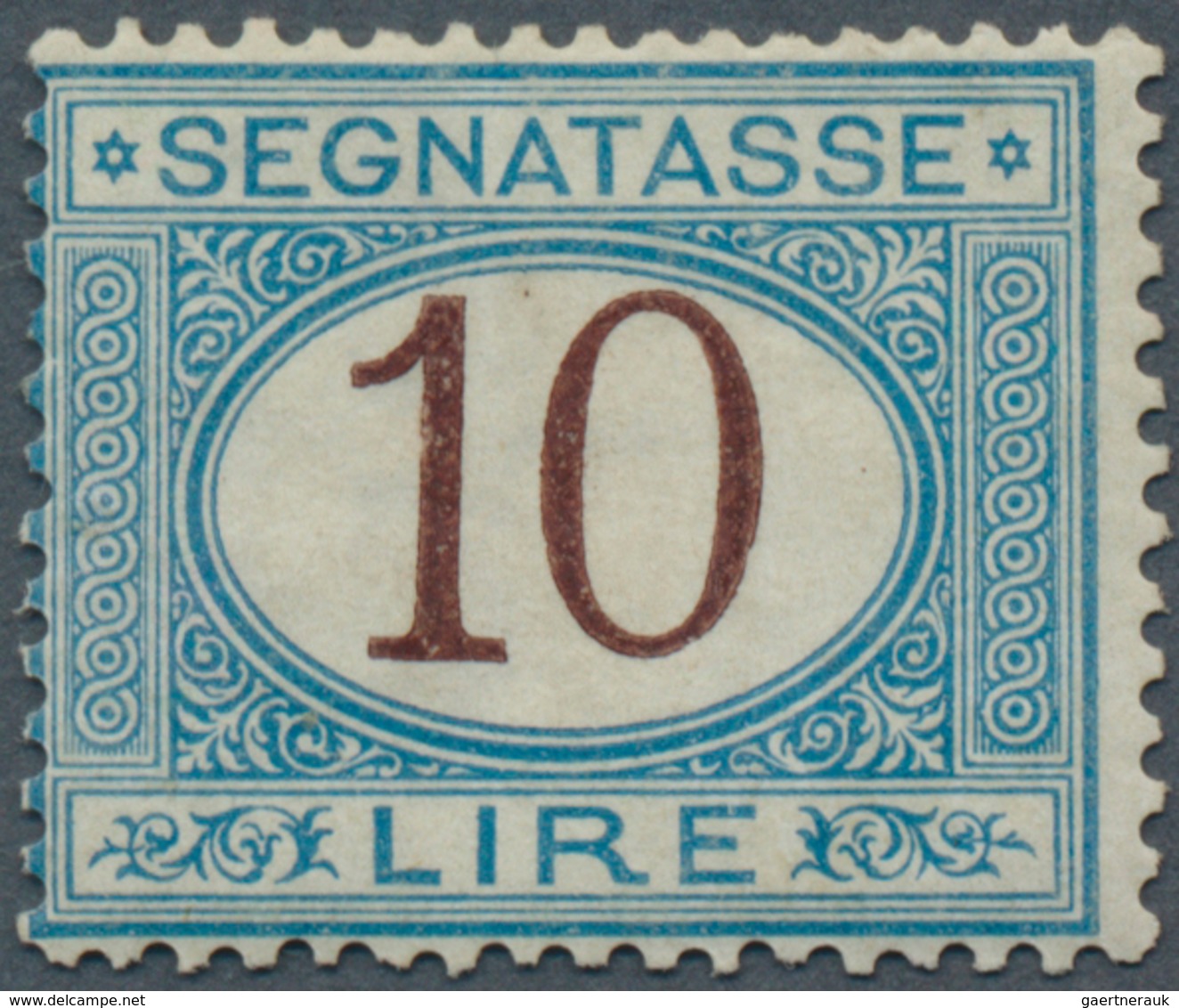 Italien - Portomarken: 1874, 10l. Blue/brown, Fresh Colour, Well Perforated, Mint O.g., Faint Toning - Strafport