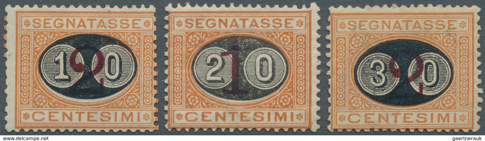 Italien - Portomarken: 1890/1891, Overprints, Three Values Complet Mint Original Gum With Hinge Remn - Strafport