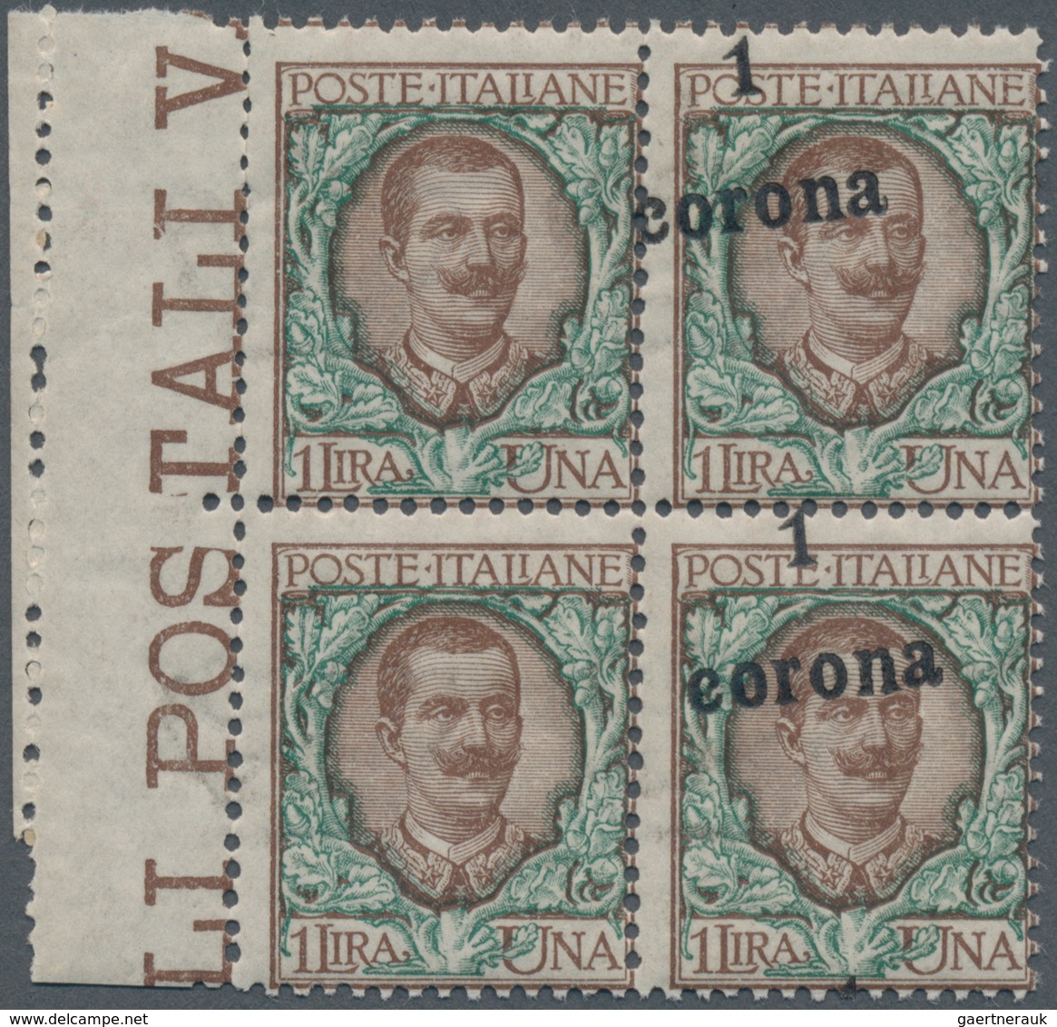 Italienische Besetzung 1918/23 - Gemeinschaftsausgabe: 1919, 1 Corona On 1l. Brown/green, Right Marg - Trento & Trieste