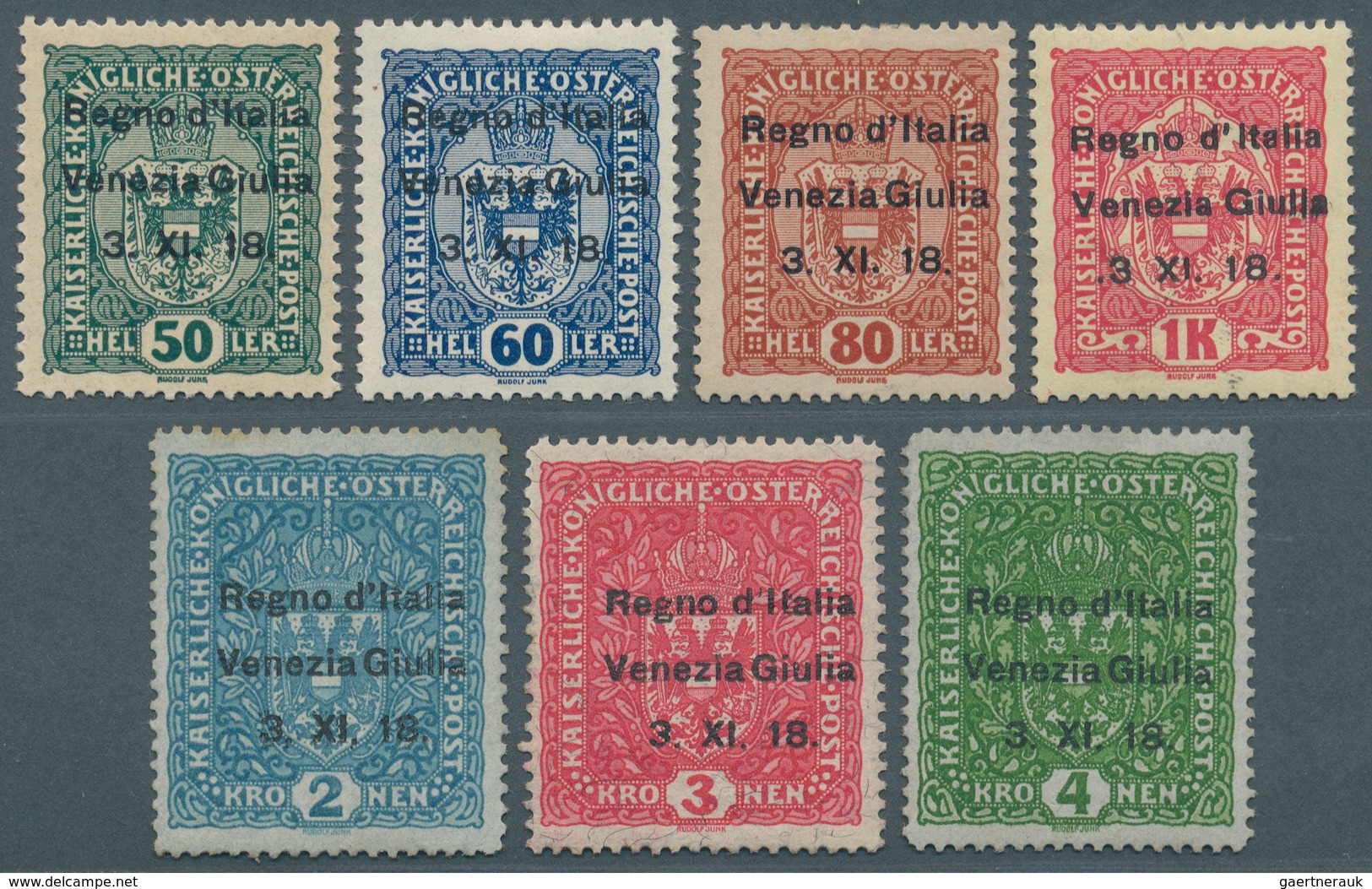 Italienische Besetzung 1918/23 - Julisch-Venetien: 1918, Overprints On Austria, 3h. To 4k., Complete - Venezia Giulia