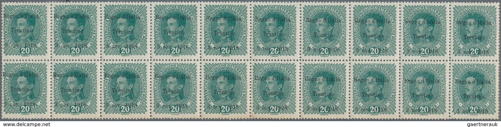 Italienische Besetzung 1918/23 - Trentino: 1918, Stamp Of Austria, 20h Dark Green, With Overprint IN - Trentino