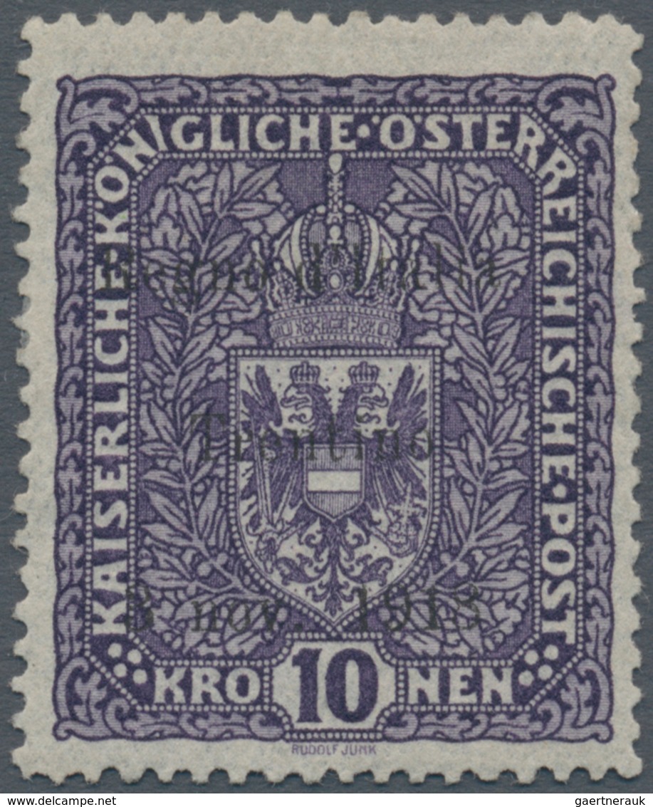 Italienische Besetzung 1918/23 - Trentino: 1918, Austria 10 Kronen Light Violet With "REGNO D'ITALIA - Trentino