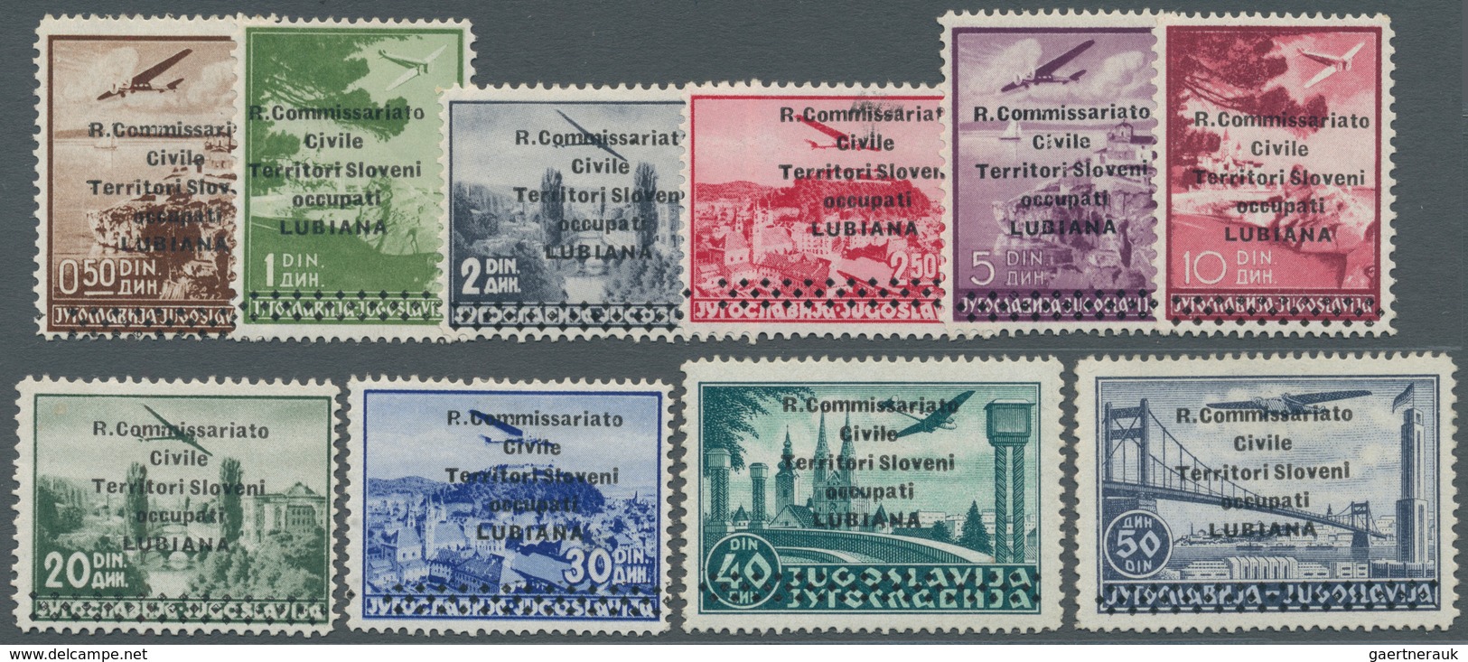 Italienische Besetzung 1941/43 - Laibach: 1941, Airmails, Complete Set Of Ten Values, Mint Original - Ljubljana