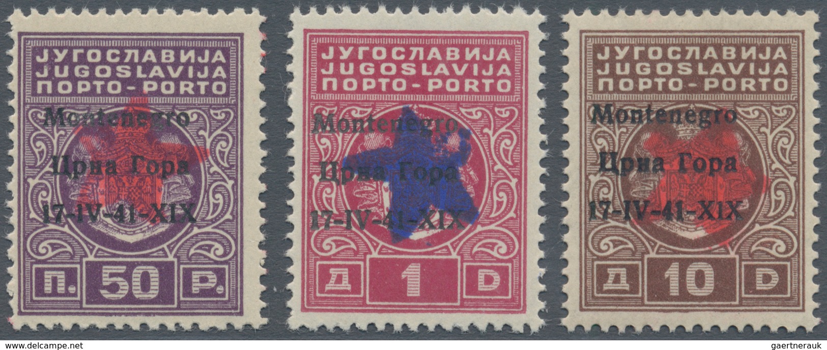 Italienische Besetzung 1941/43 - Montenegro: 1943/1944: Partisans Of Ivangrad, Set Of Postage Due St - Montenegro