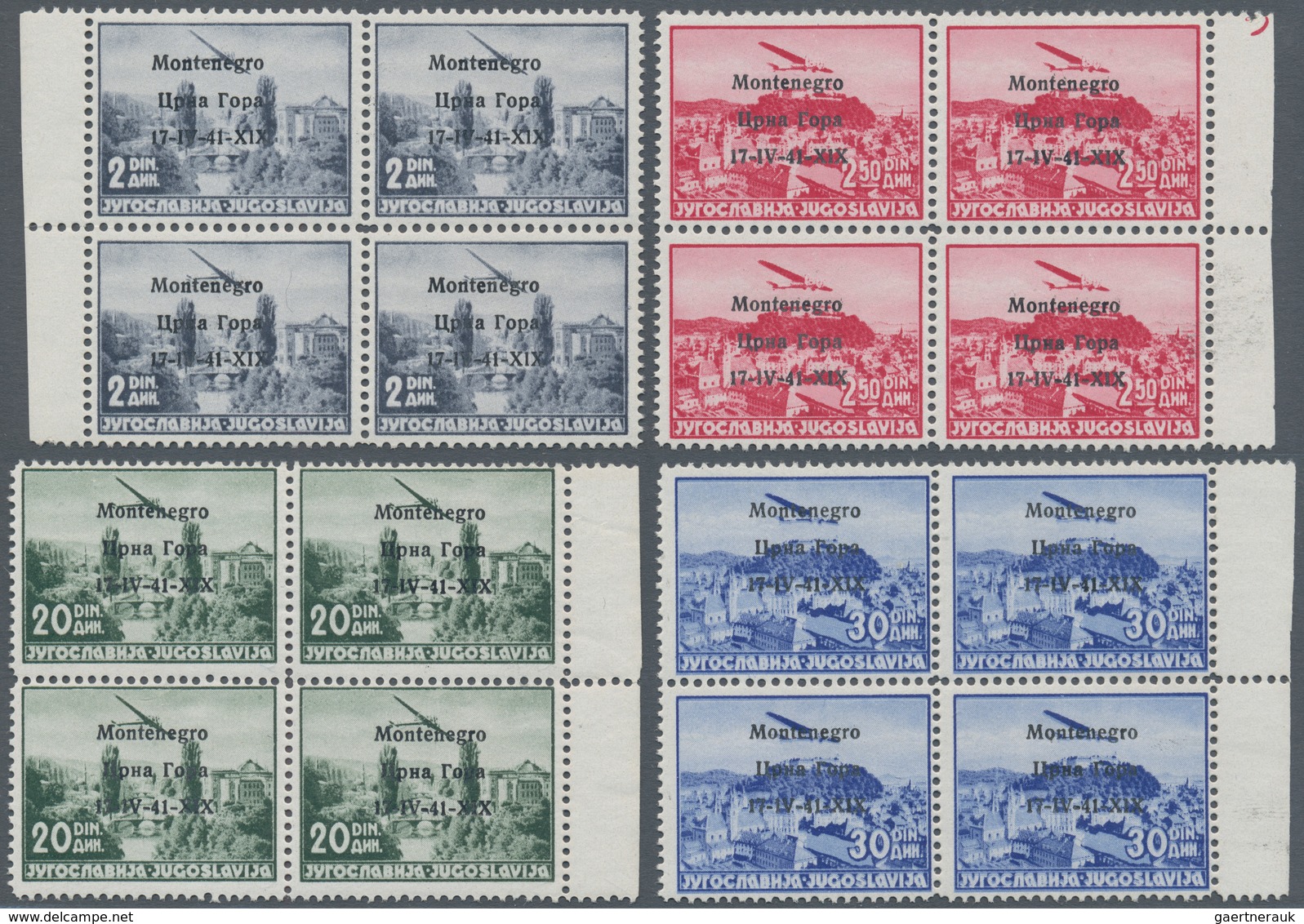 Italienische Besetzung 1941/43 - Montenegro: 1941, Airmails, 0.50d. To 30d., Complete Set Of Eight V - Montenegro