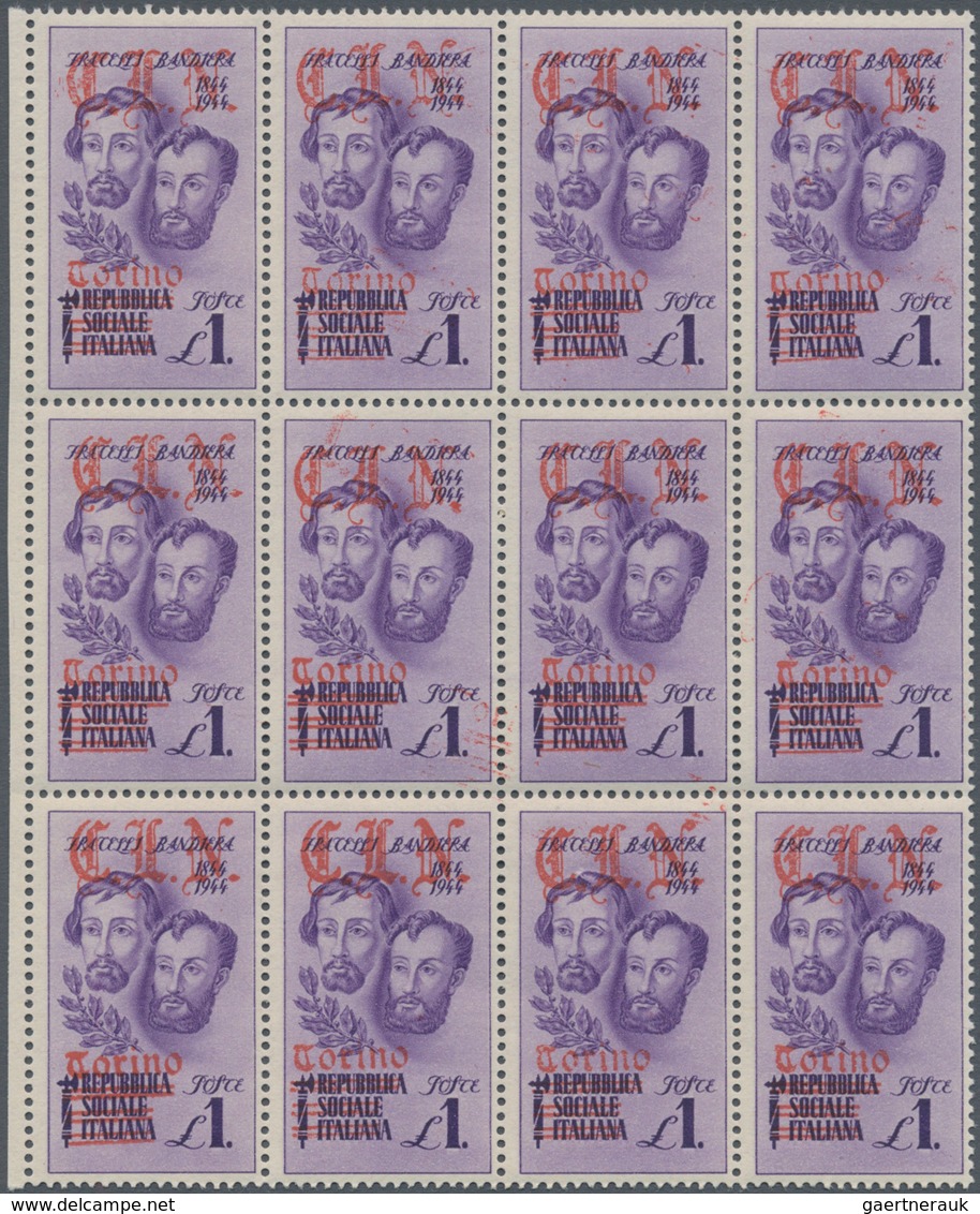 Italien - Lokalausgaben 1944/45 - Torino: 1945, "Fratelli Bandiera" Series With Overprints "CLN" In - Comitato Di Liberazione Nazionale (CLN)