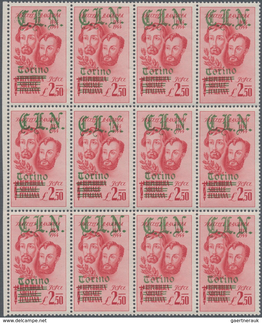 Italien - Lokalausgaben 1944/45 - Torino: 1945, "Fratelli Bandiera" Series With Overprints "CLN" In - Comitato Di Liberazione Nazionale (CLN)