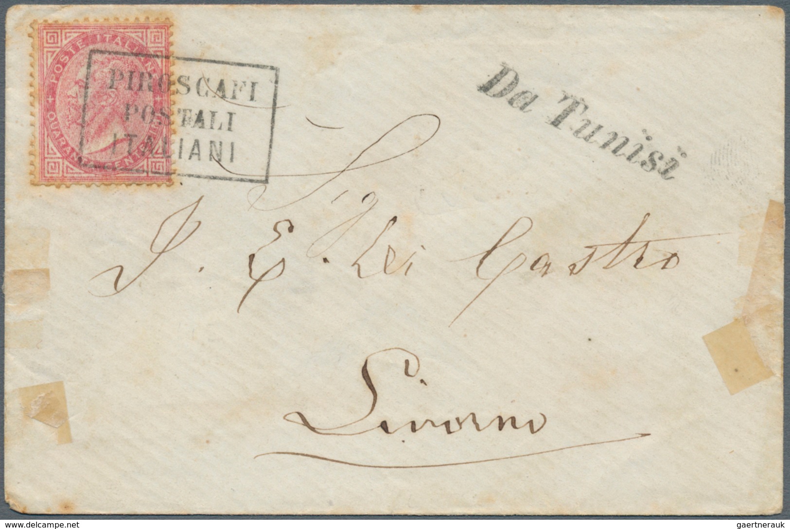 Italienische Post Im Ausland - Allgemeine Ausgabe: 1866, Letter Franked With 40 Centesimi Via Ship M - Andere & Zonder Classificatie