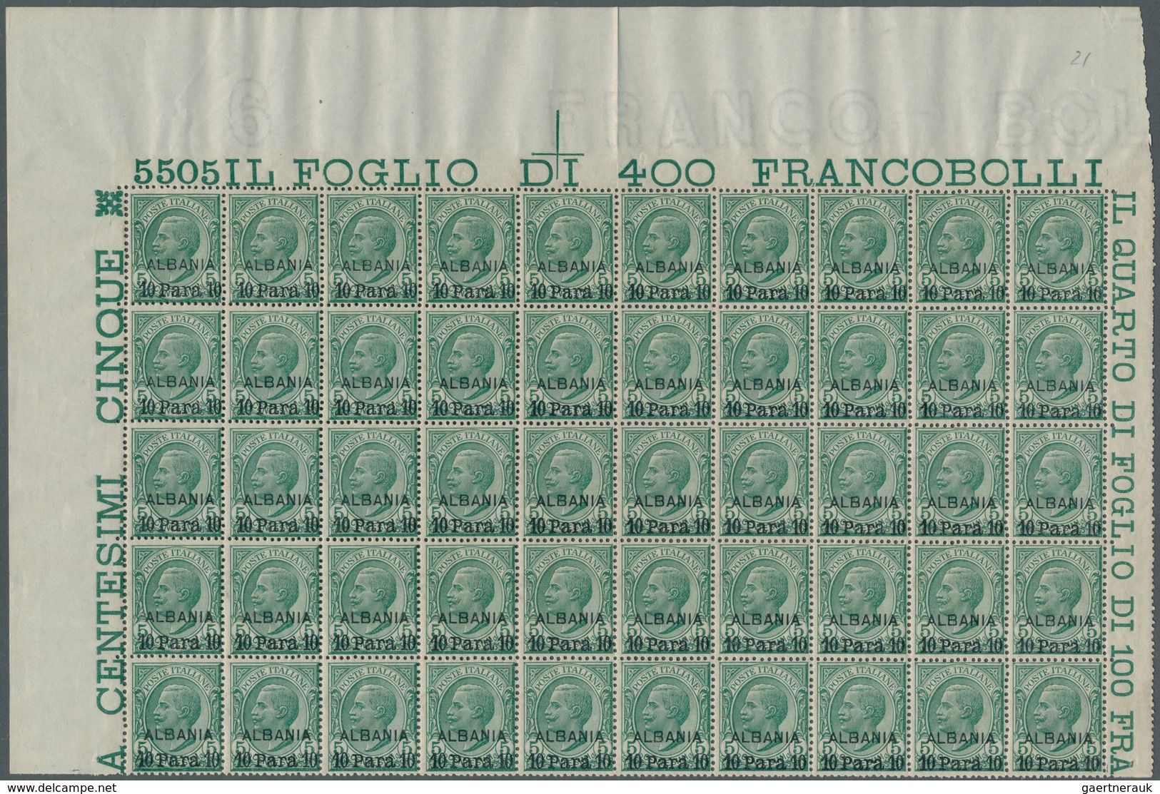 Italienische Post In Albanien: 1907, Victor Emanuel III. 5c. Green With Opt. ‚ALBANIA / 10 Para 10‘ - Albanië