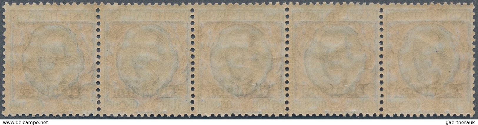 Italienische Post In China: 1917, Tientsin 5l. Ultramarine/rose, Horizontal Strip Of Five, Fresh Col - Tientsin