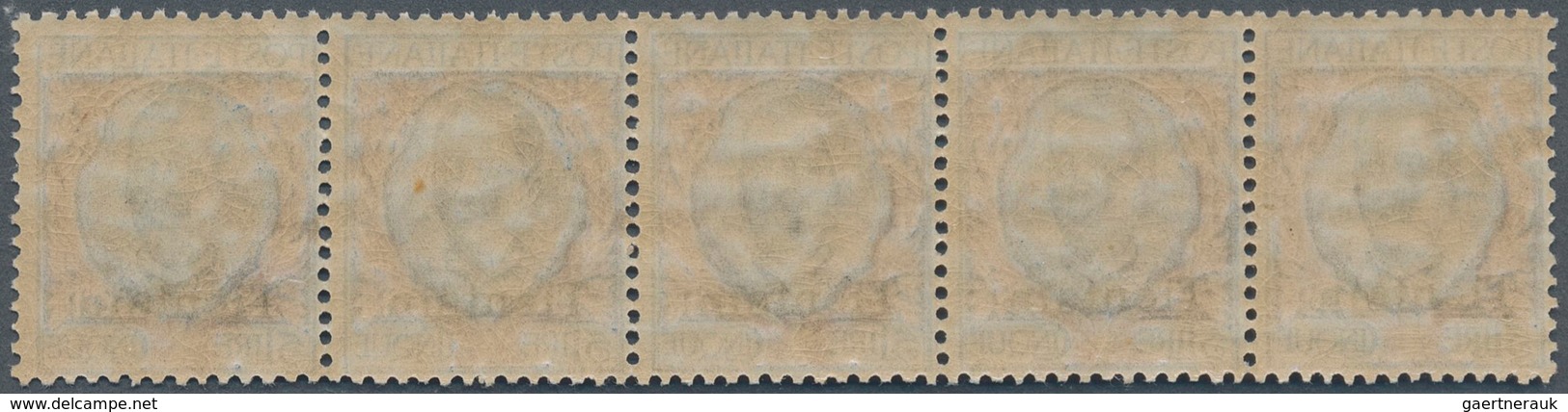 Italienische Post In China: 1917, Tientsin 5l. Ultramarine/rose, Horizontal Strip Of Five, Fresh Col - Tientsin