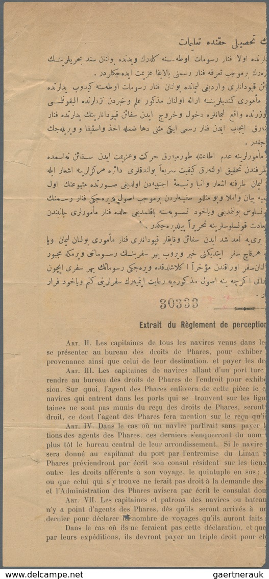 Italienische Post In Der Levante: 1926, Lighthouse Old Turkey Imprint Document With Italian Revenue - Algemene Uitgaven