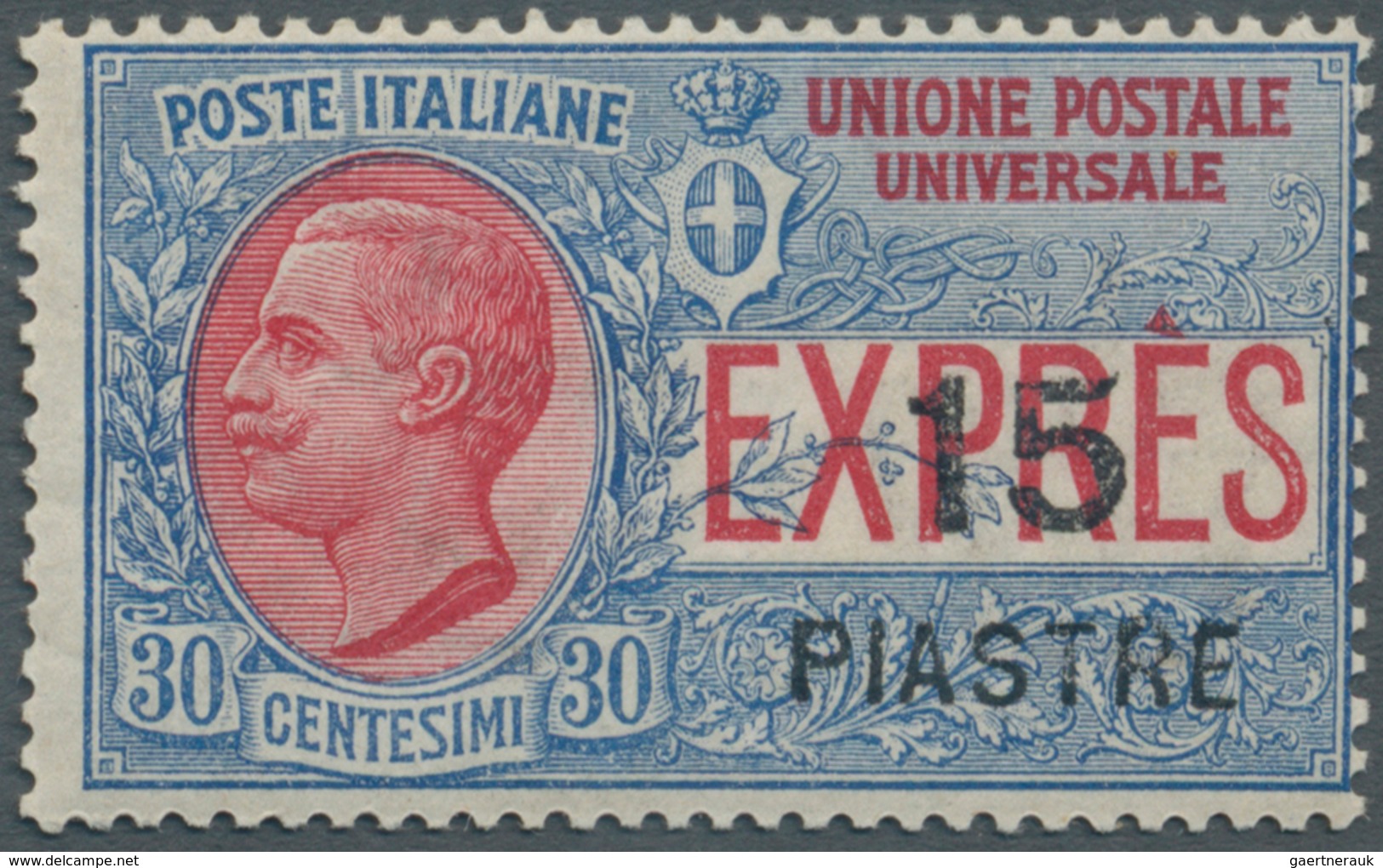 Italienische Post In Der Levante: 1922, Constantinople Issue, 15pi. On 30c. Blue/red Express Stamp, - General Issues