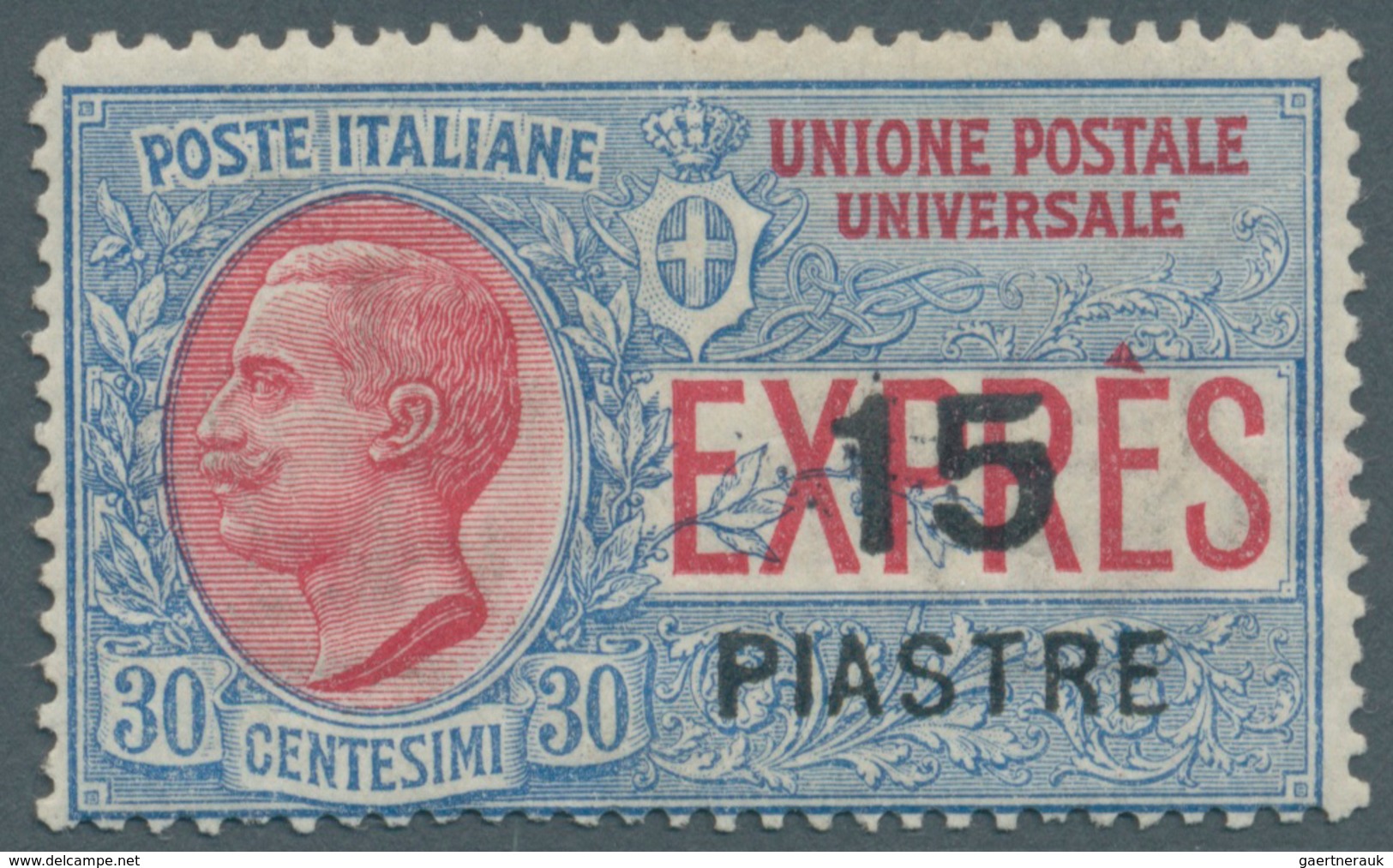 Italienische Post In Der Levante: 1922, Constantinople Issue, 15pi. On 30c. Blue/red Express Stamp, - Algemene Uitgaven