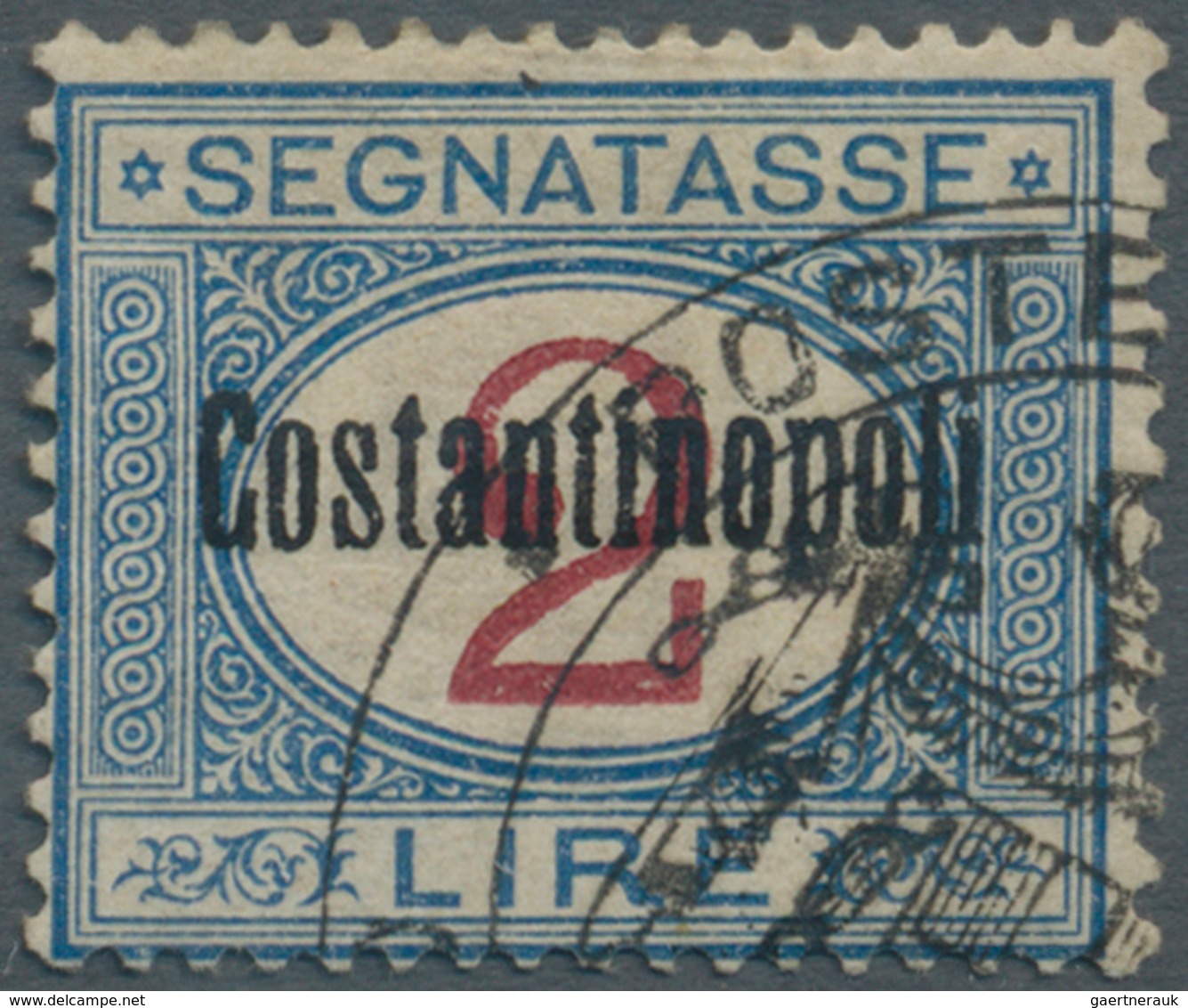 Italienische Post In Der Levante - Portomarken: 1922, 2l. Blue/carmine With Control Stamp, Mint O.g. - Emissioni Generali
