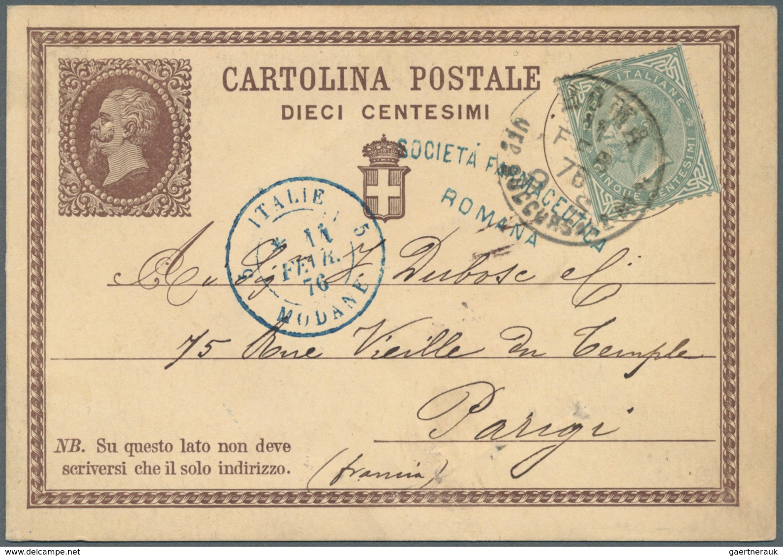 Italien - Ganzsachen: 1867: Two 10 C Postal Stationery Cards, Both With Additional 5 C DLR, Both Pos - Postwaardestukken