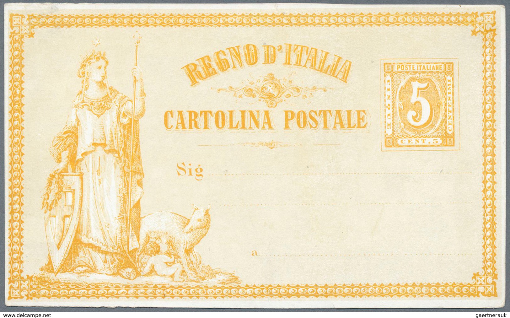 Italien - Ganzsachen: 1872: Essay "N. Sanesi, Italia Turrita", 7 Copies In 4 Different Colors, Sligh - Interi Postali