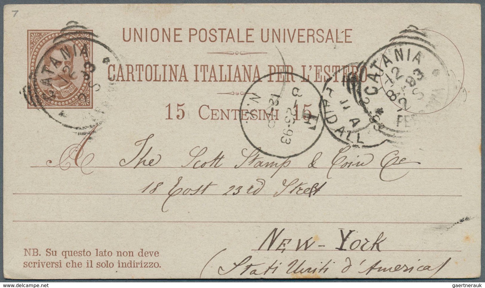 Italien - Ganzsachen: 1883: 15 C. Brown Postal Stationery Card, Tarif For U.P.U. Members With More T - Postwaardestukken