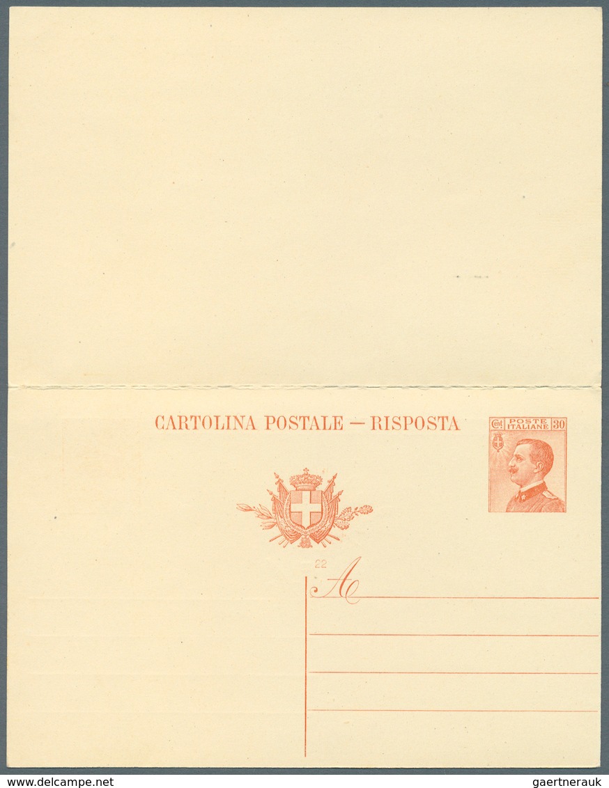 Italien - Ganzsachen: 1922, King Emanuel III. 30 C. Postal Stationery Double Card With Print Error: - Postwaardestukken