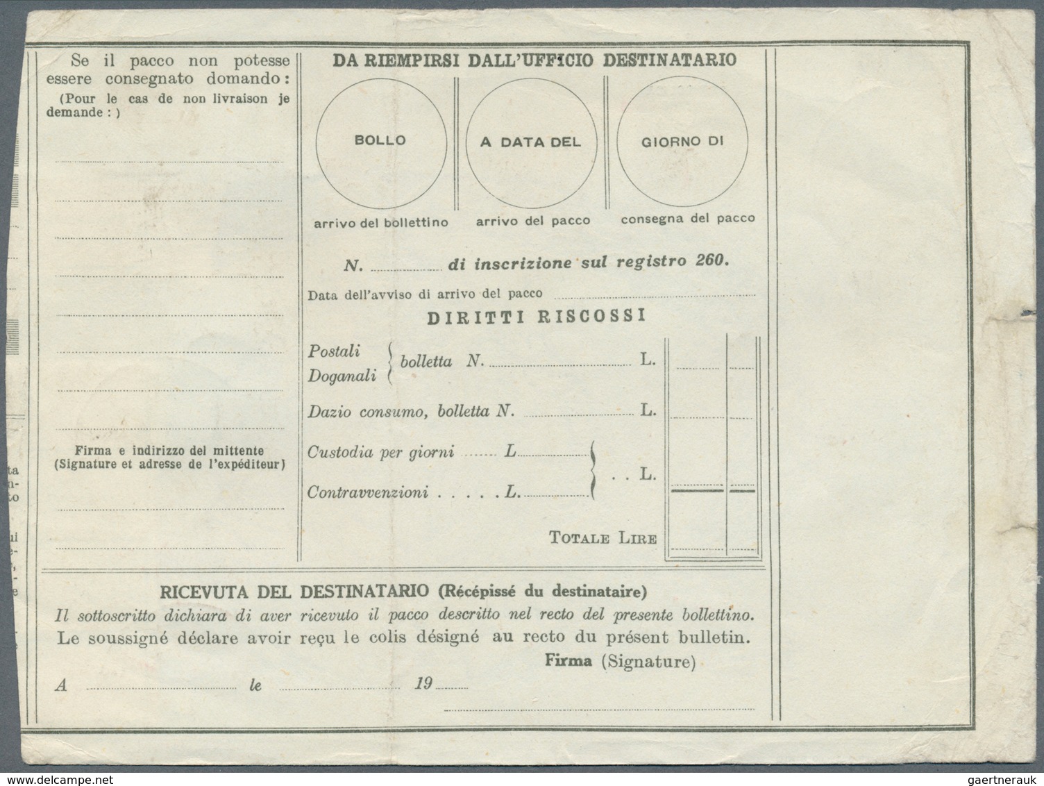 Italien - Ganzsachen: 1944, Social Republic, 2,50 Lire Grey Parcel Stationery Card Ovpd "REPUBBLICA - Postwaardestukken