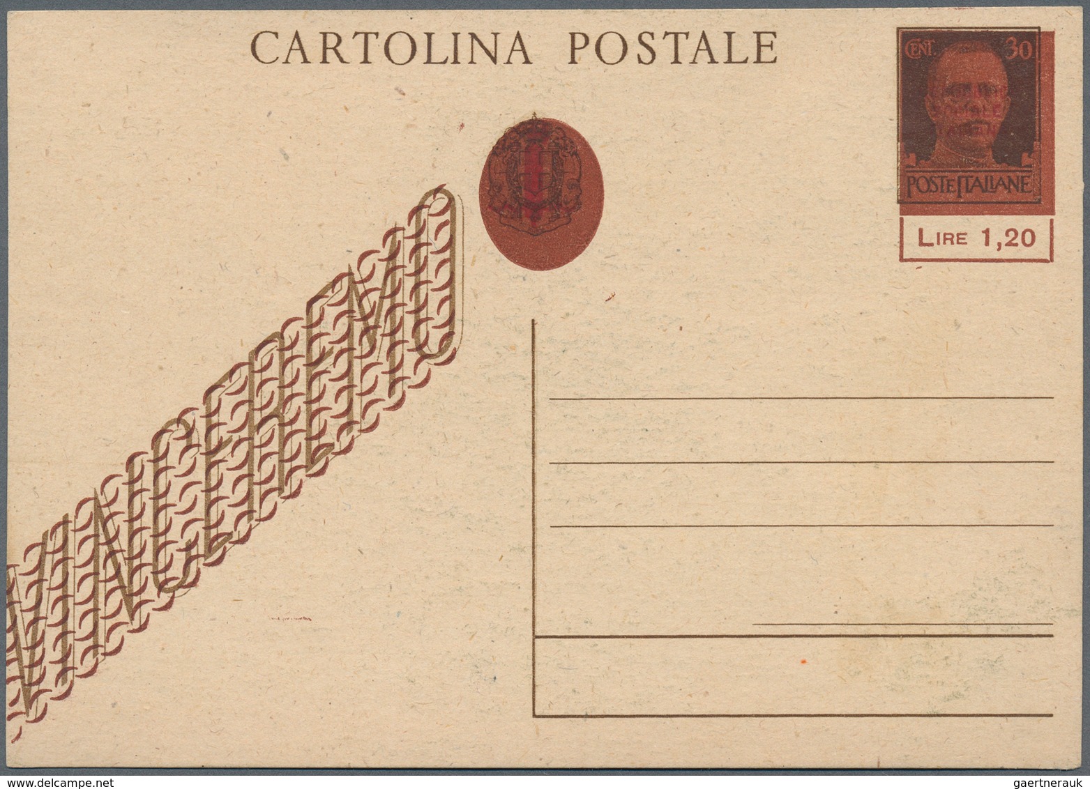 Italien - Ganzsachen: 1945, Lire 1,20 C. On 15 C. Green And Lire 1,20 On 30 C. Brown (both "VINCEREM - Postwaardestukken