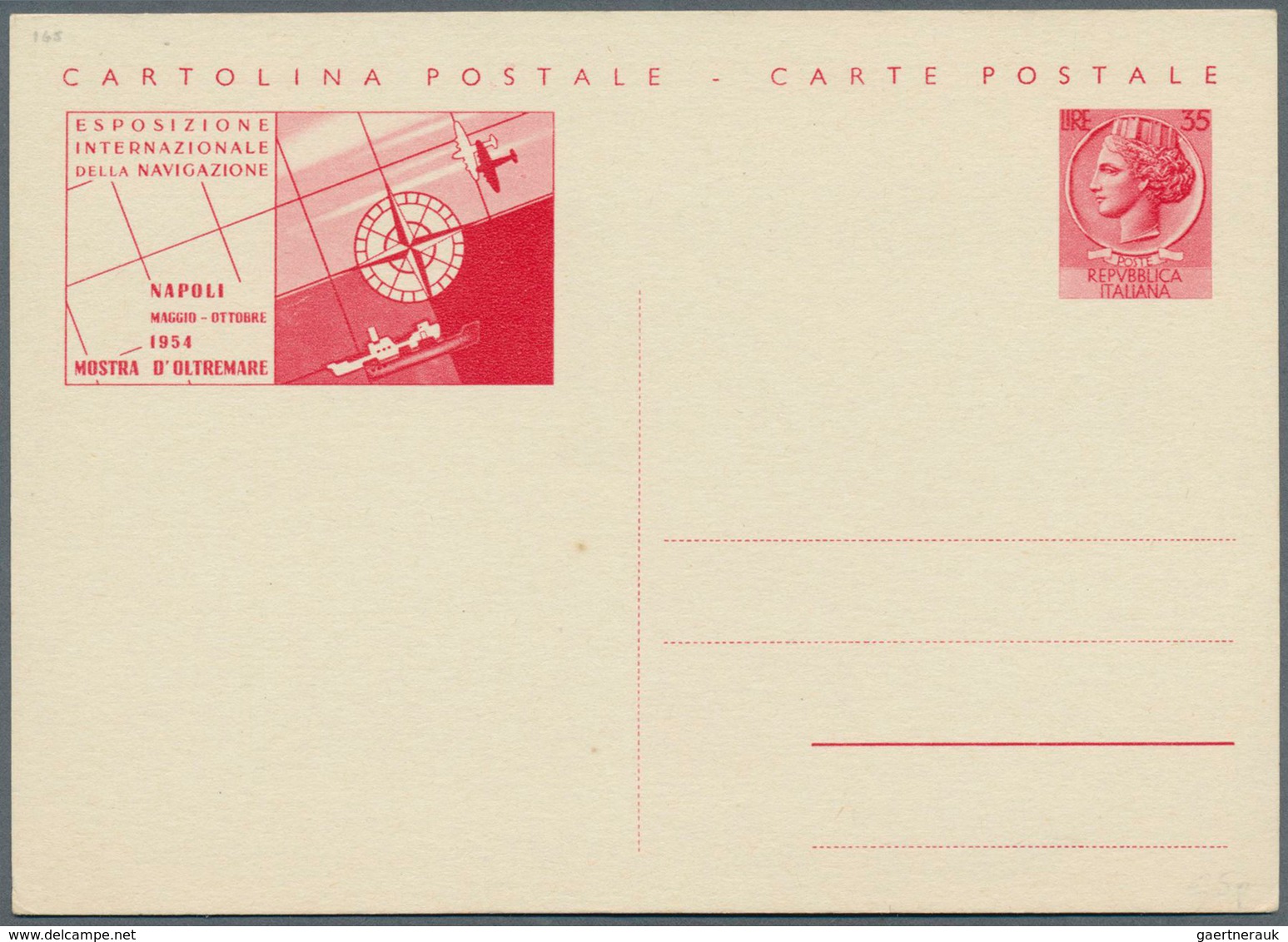 Italien - Ganzsachen: 1954: Mostra Del Oltramare (Overseas Exhibition In Naples 1954), Complete Set - Interi Postali