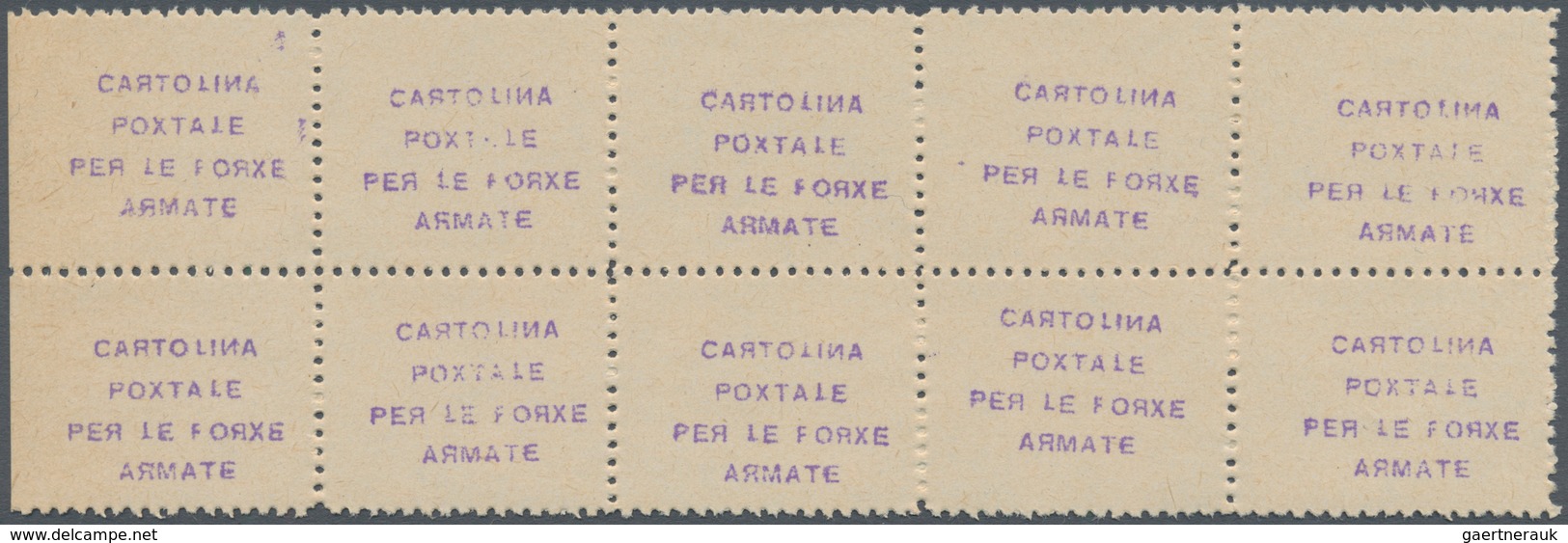 Italien - Besonderheiten: 1941, Postage Free Labels For Postcards: Printed In Violet On Yellowish Pa - Zonder Classificatie