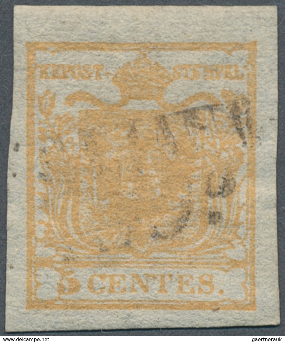 Österreich - Lombardei Und Venetien: 1850, 5 Cmi. Braunorange Handpapier Type I (Platte 1) Mit Zarte - Lombardy-Venetia