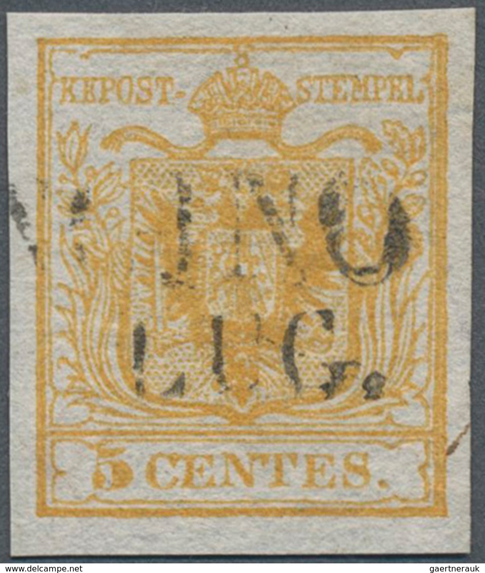 Österreich - Lombardei Und Venetien: 1850, 5 C Gelb, Erstdruck, Gestempelt Sonlino, Attest Colla. ÷ - Lombardije-Venetië