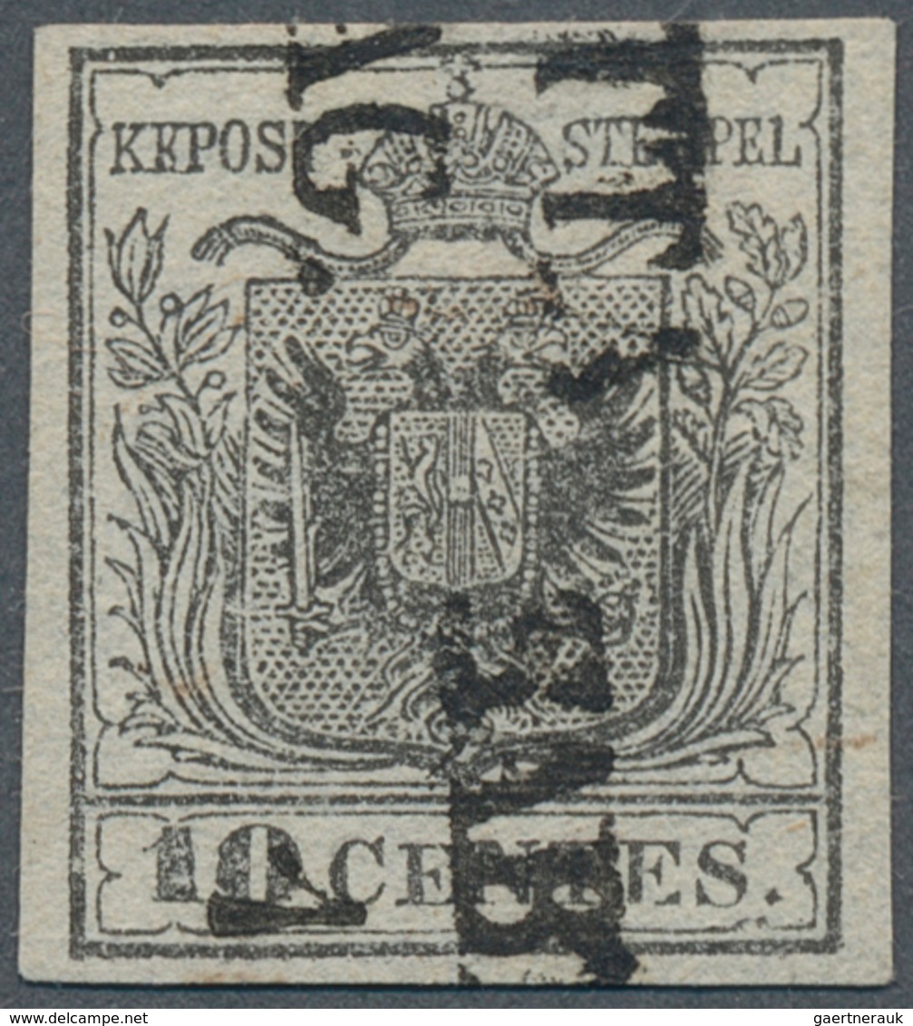 Österreich - Lombardei Und Venetien: 1850, 10 Cmi. Grau HP Type Ia (Erstdruck) SEIDENPAPIER 0,06 Mm - Lombardo-Veneto