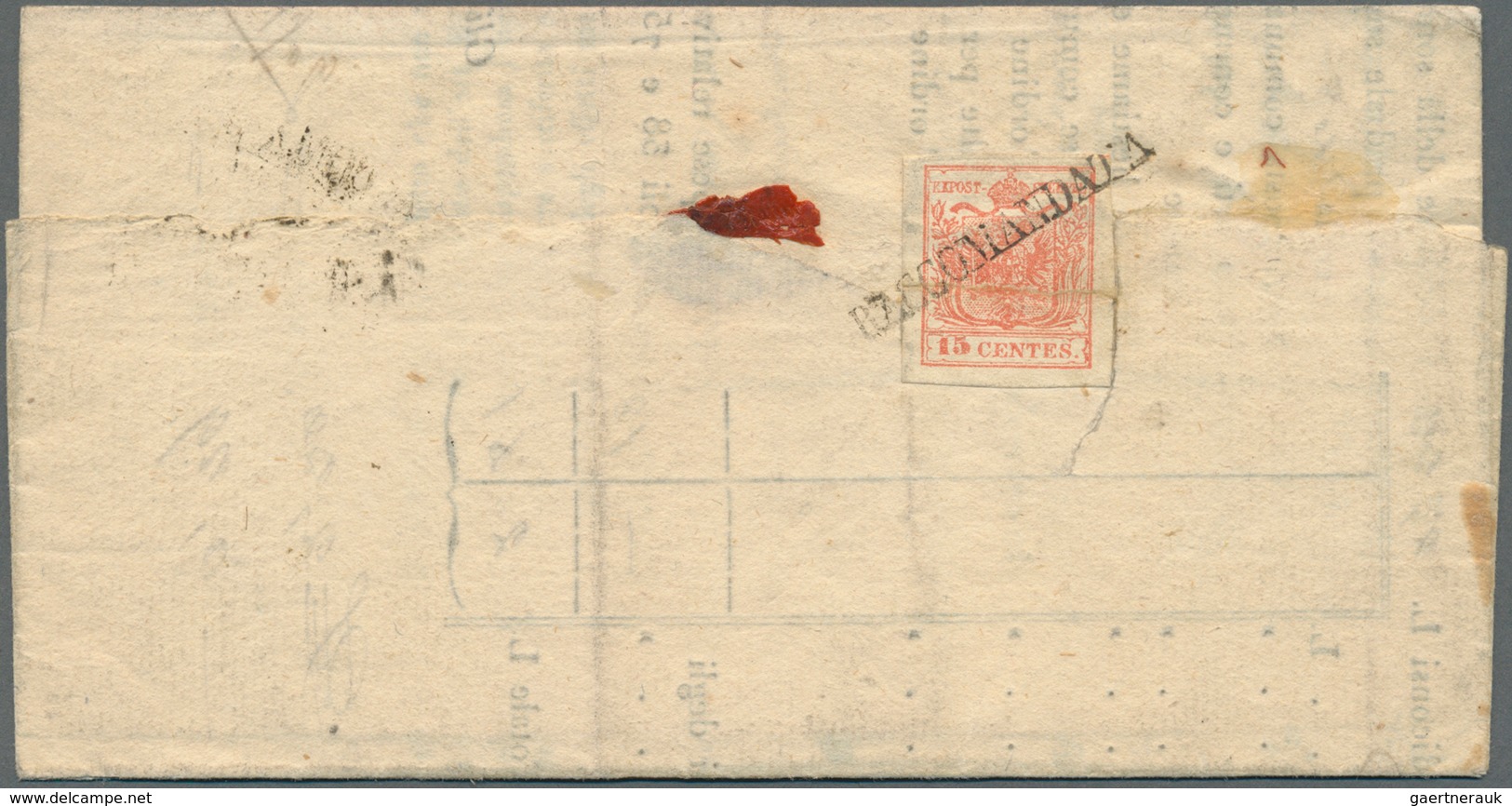 Österreich - Lombardei Und Venetien: 1850/1856, 10 C Schwarz, Handpapier, Dreiseits Vollrandig, Oben - Lombardije-Venetië