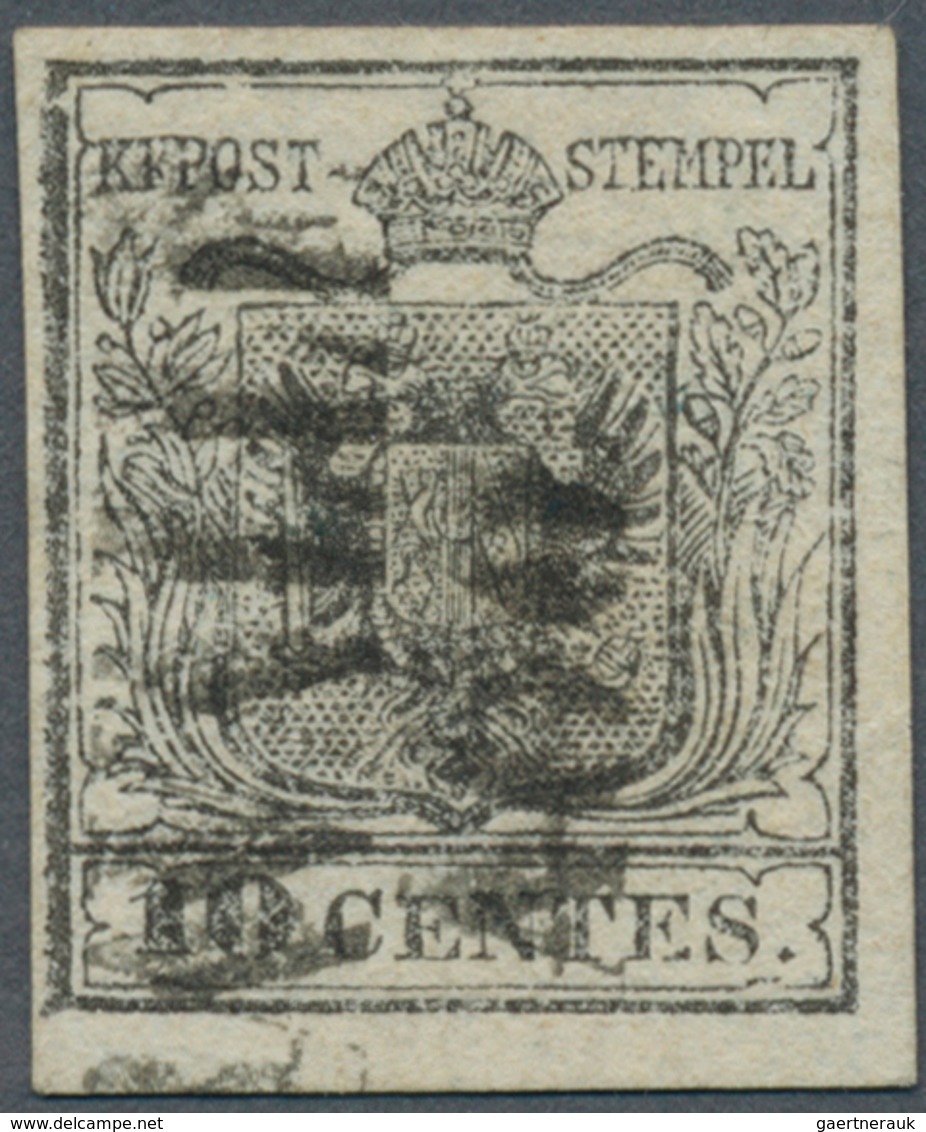 Österreich - Lombardei Und Venetien: 1850, 1 Kr Silbergrau, Erstdruck, Handpapier, Allseits Voll- Bi - Lombardo-Veneto