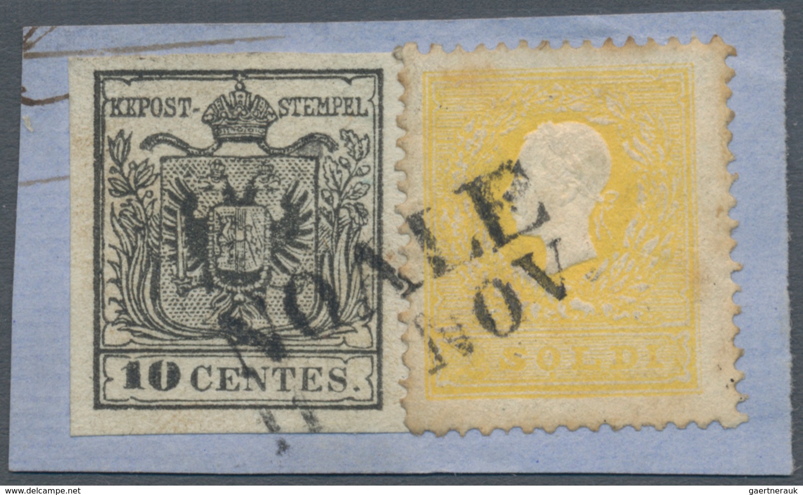 Österreich - Lombardei Und Venetien: 1854/1858, 10 C Schwarz, Maschinenpapier, Allseits Vollrandig, - Lombardije-Venetië