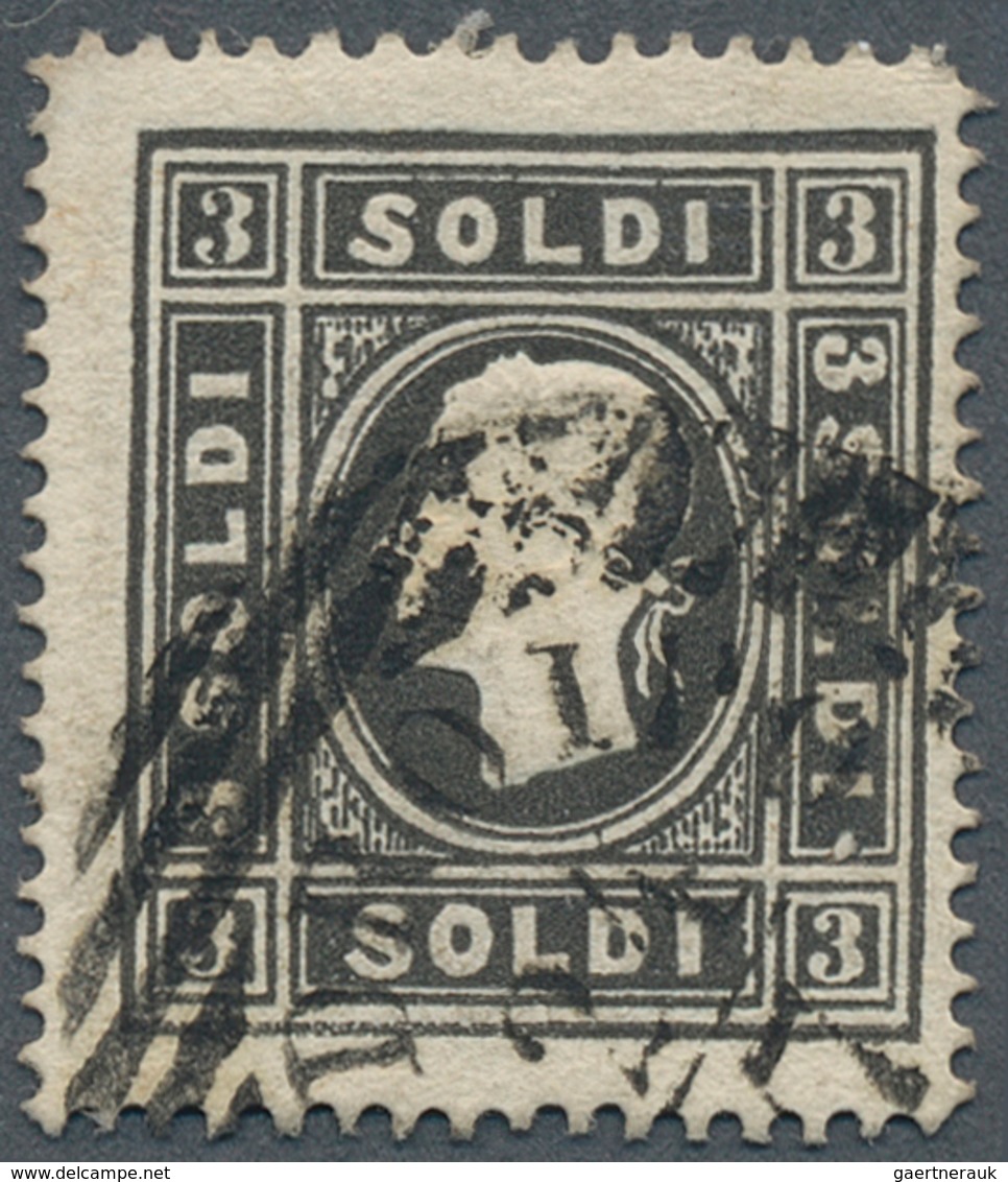 Österreich - Lombardei Und Venetien: 1858, 3 Soldi Schwarz Type I Auf Starkem KARTONPAPIER (0,14 Mm) - Lombardo-Veneto