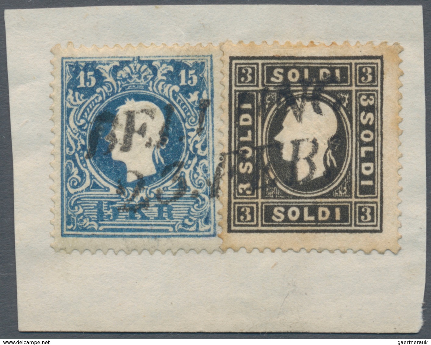 Österreich - Lombardei Und Venetien: 1858/1859, 3 So Schwarz, Type II, Zusammen Mit Österreich, 15 K - Lombardije-Venetië