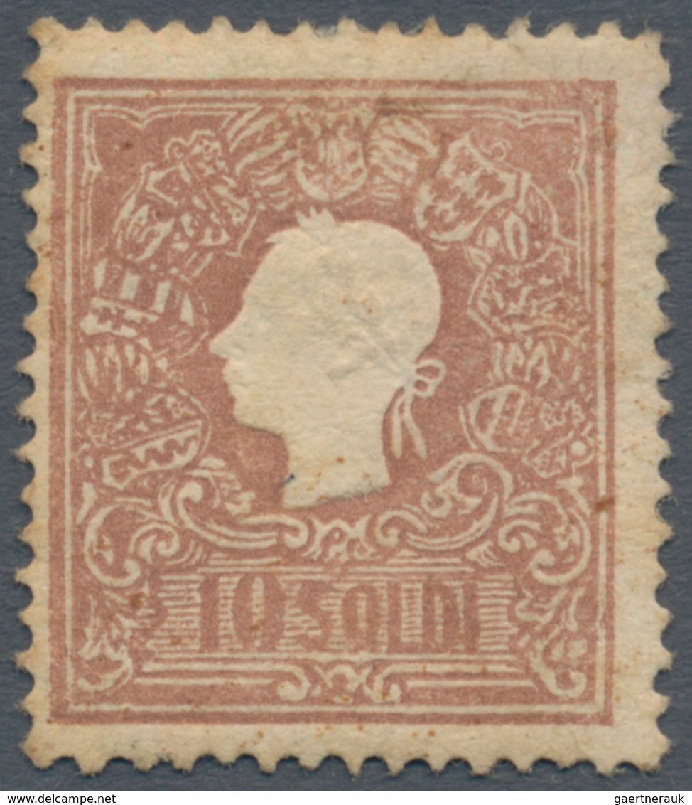 Österreich - Lombardei Und Venetien: 1859, 10 So Lilabraun, Type II, Ungebraucht Mit Vollem Original - Lombardo-Veneto