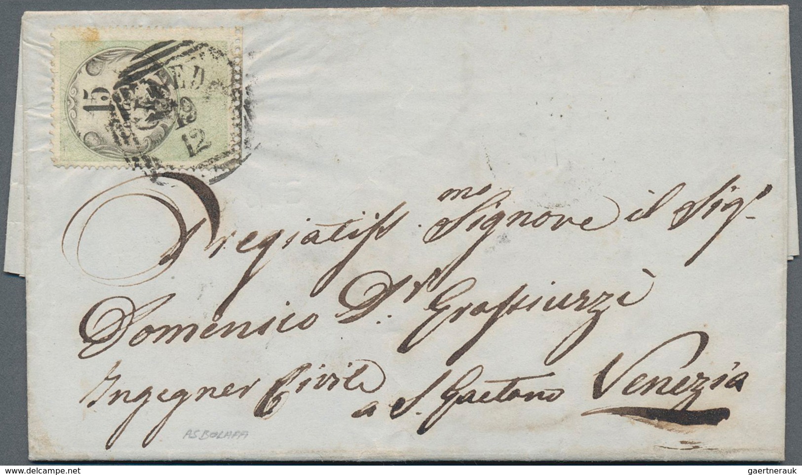 Österreich - Lombardei Und Venetien - Stempelmarken: 1855, 15 Cent. Buchdruck, übergehend Entwertet - Lombardy-Venetia