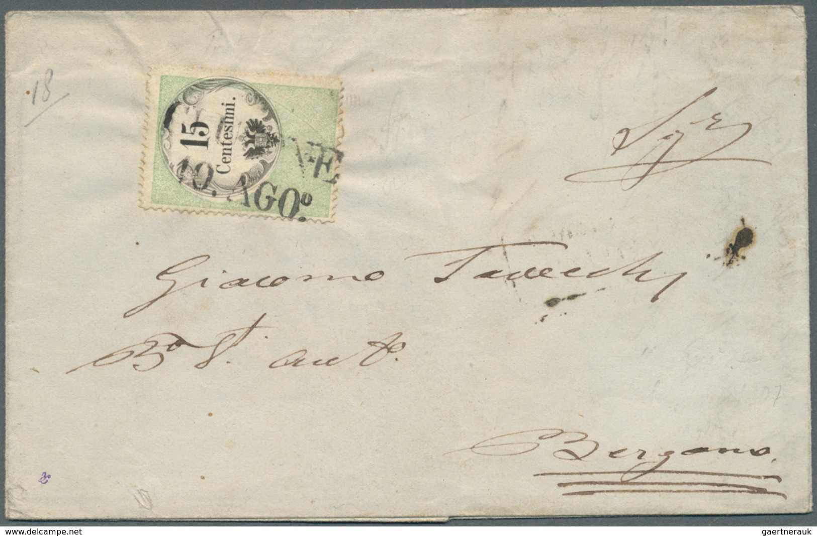 Österreich - Lombardei Und Venetien - Stempelmarken: 1856: Fiskalmarke, 15 Centesimi Postalisch Gebr - Lombardy-Venetia