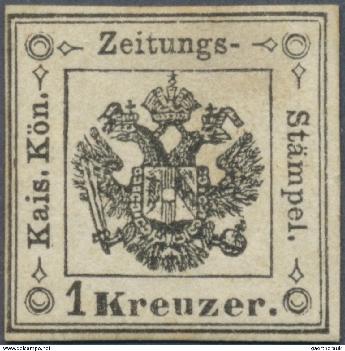 Österreich - Lombardei Und Venetien - Zeitungsstempelmarken: 1859, 1 Kr Schwarz, Allseits Gerandet, - Lombardy-Venetia
